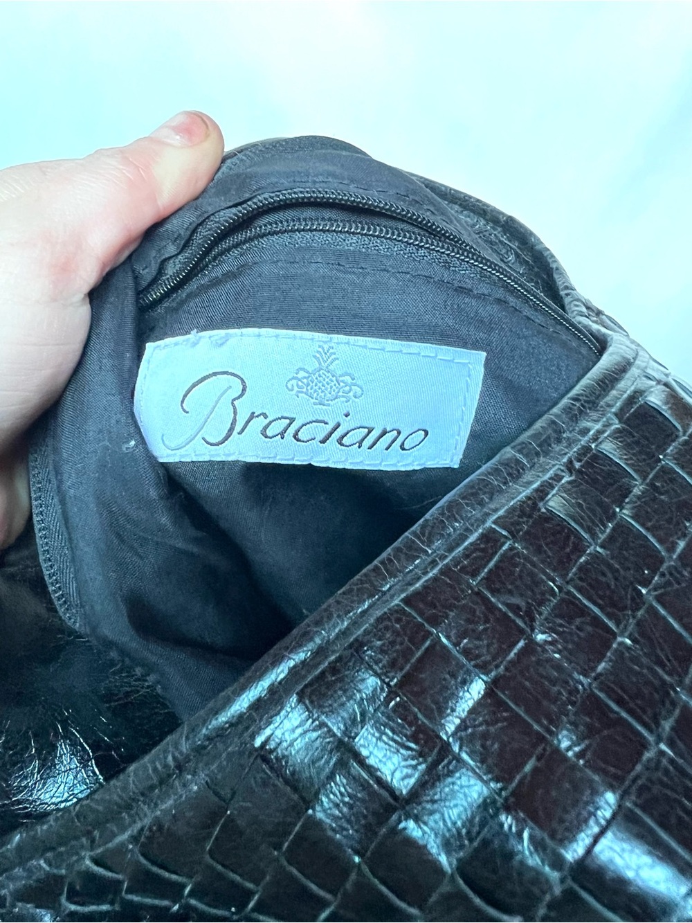 Braciano Woven Faux Leather Hobo Bag Black Tassel Shoulder Purse - Picture 4 of 11